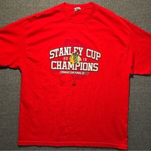 Red Stanley Cup Champions T-Shirt Blackhawks